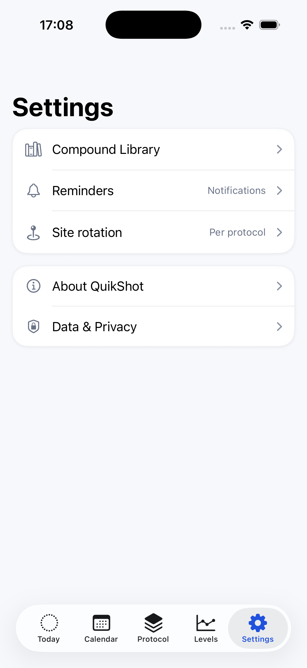 Settings root